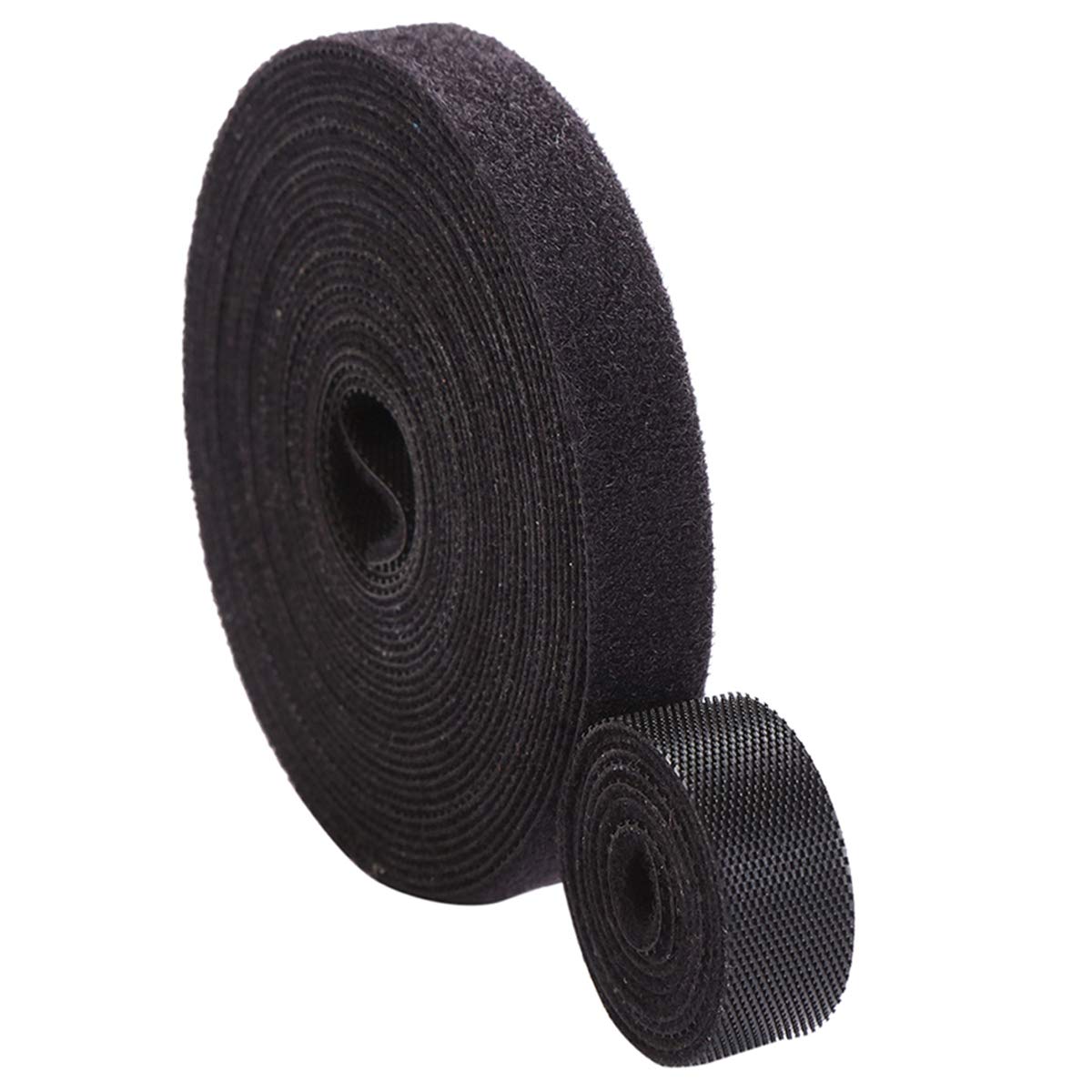 15mm(3/5 Inch) Reusable Fastening Tape Cable Ties Double Side Hook and Loop Straps Cable Tie Wire Organizer for PC,TV, Hi-Fi System，HDMI/USB Cables Black 12.6 Yard