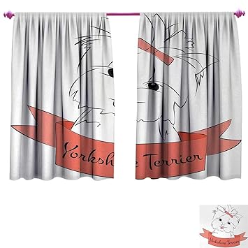 Amazon Com Yorkie Customized Curtains Cute Puppy With Hair Buckle