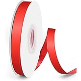 VISPAD Solid Double Face Fabric Ribbon, 3/8" X 25 Yards, Polyester Satin Ribbons Perfect for Crafts, Gift Package Wrapping, Wedding Decorations, Baby Shower - Red