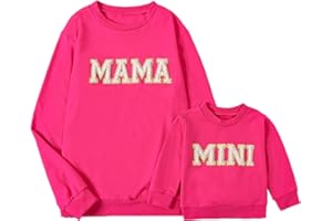 ZAXARRA Mommy and Me Matching Outfits Long Sleeve Crewneck Pullover Tops Mama Sweatshirt Mama and Mini Clothes