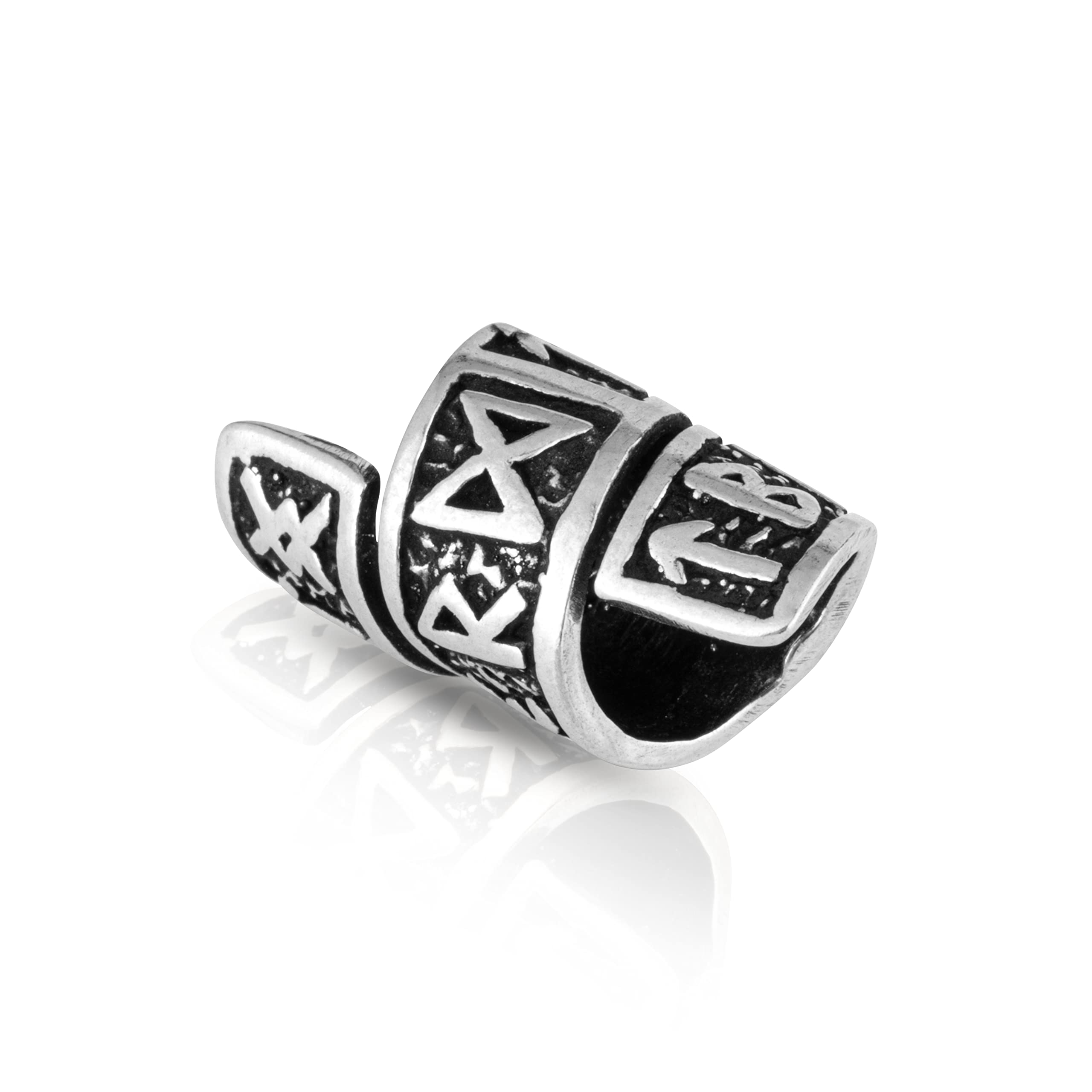 NKlaus 4,7g Beard Bead Runic Row Futhark Ø-Inner 6mm 925 Sterling Silver Celtic 3558