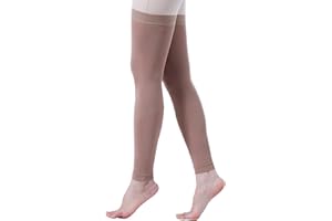 EVOPLECI Thigh High Compression Stocking Footless - 1Pair, Thigh-Hi Leg Compression Sleeves Unisex, 15-20mmHg Gradient Compression with Silicone Band, for Post-Thrombotic Syndrome and Chronic Venous Insufficiency Edema, Swelling