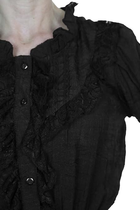 ICE (4058-1) Camisa elegante textura Negro brillante con ¾ ...