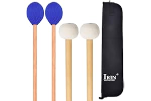 Buytra Marimba & Timpani Mallet Set - Medium Hard Yarn Marimba, Felt Head Timpani - Blue, with Case
