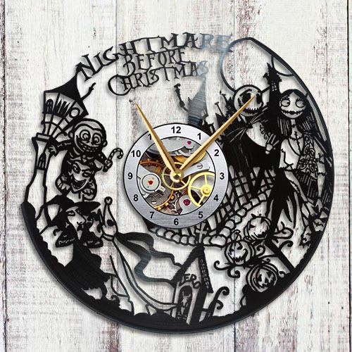 Jack Skellington &amp; Sally Design Vinyl Record Wall Clock Unique gifts for him her Gift Ideas for Mothers Day Father birthday anniversary wedding cute and funny original gifts for everybody