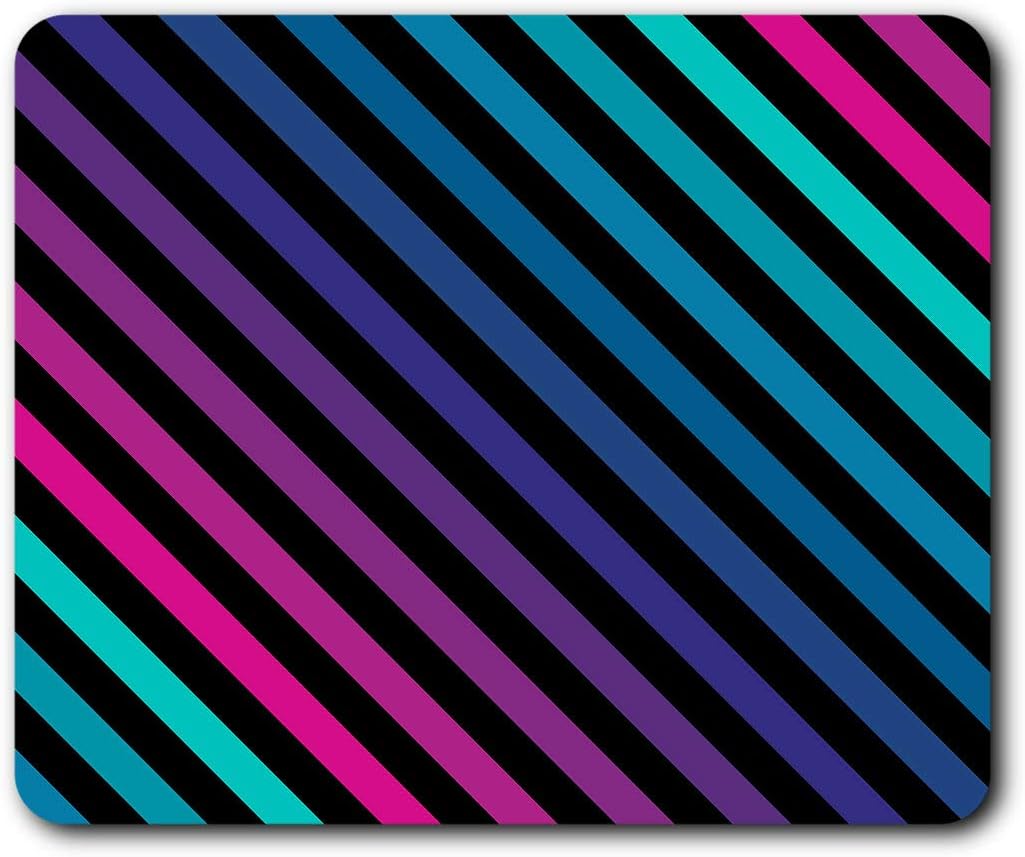Comfortable Mouse Mat, Fun Retro Stripes Pink Teal 23.5 x 19.6 cm (9.3 x 7.7 inches) for Computer & Laptop, Office