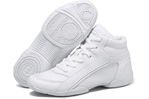 TUOTOM Girls White High Top Cheerleading Shoes Lightweight Youth Cheer Sneakers Hip Hop Training Dance Tennis Shoes