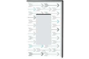 PRESTO WALL DECALS Seafoam Green and Grey Arrow Print Pattern Light Switch Plate and Outlet Covers/Arrows Woodland Forest Nursery Wall Decor for Baby (Single Rocker GFCI)