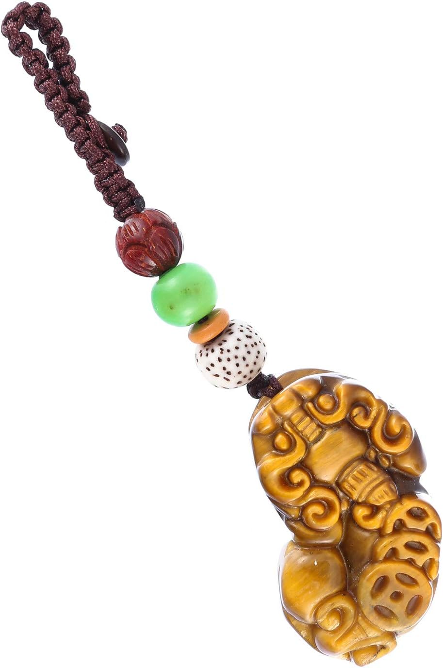 Prime Feng shui Hand-Woven Key Chain Tiger Eye Stone Pixiu Piyao Pendant Lotus Bead Bring Good Luck Amulet for Men/Women Gift
