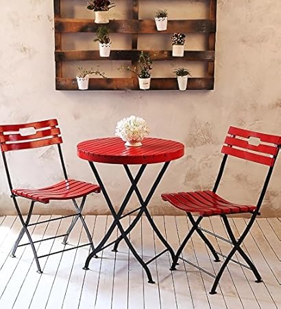 Matchless Outdoor furniture set Consisting One Table and 2 Chair (Red)