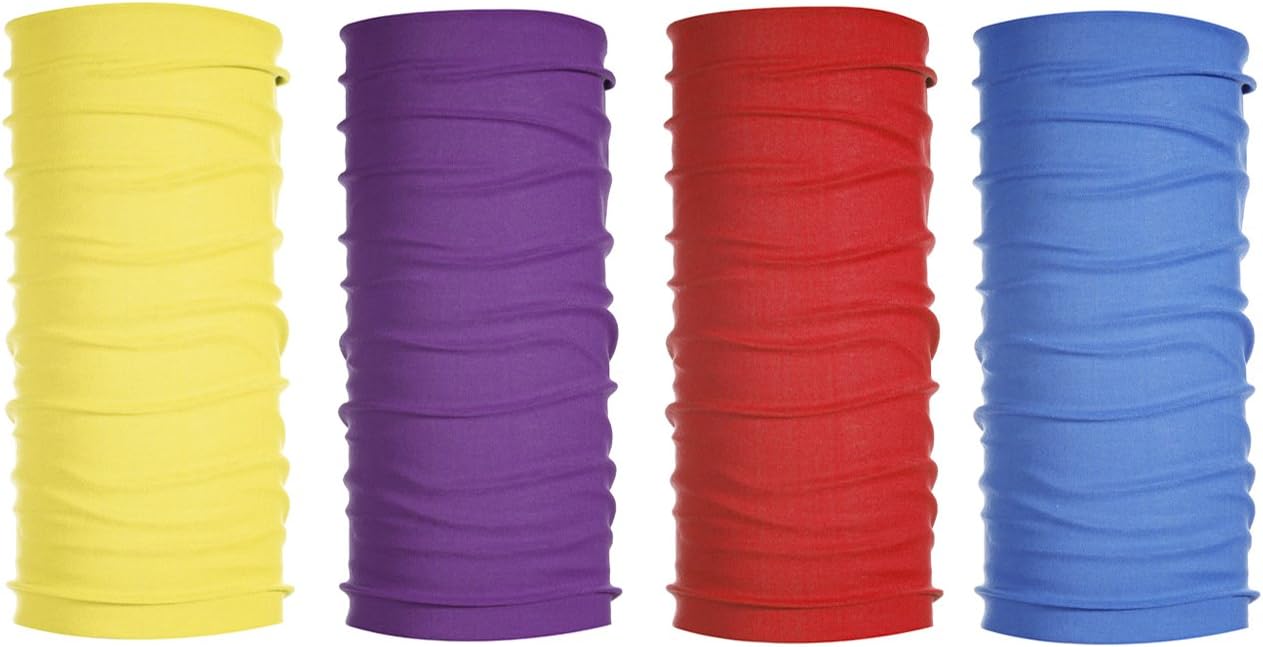 TETA Kalily 16-in-1 Pack of 4pcs Solid Color Moisture Wicking Headwear Bandana Neck Gaiter with UV Resistance