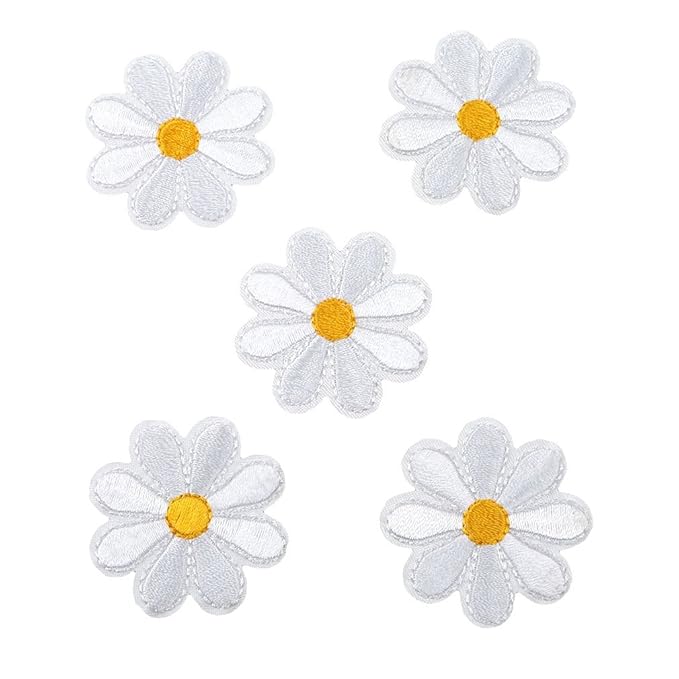 CanVivi Aufbügelbilder Blumen Set Patches Aufnäher Applikationen,Weiß