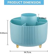 Marbrasse Desk Organiser 360° Rotating Pen Holder 5 Compartments Blue view 7