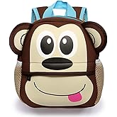 Hipiwe Little Kid Toddler Backpack Baby Boys Girls Kindergarten Pre School Bags Cute Neoprene Cartoon Backpacks (Monkey)