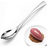YCHLonlive Quenelle Spoon, 8.82 Inch Stainless Steel Rocher Spoon, Dessert Plating Spoon for Shaping Ice Cream, Mousse, Puree and Pastry Presentation, Silver