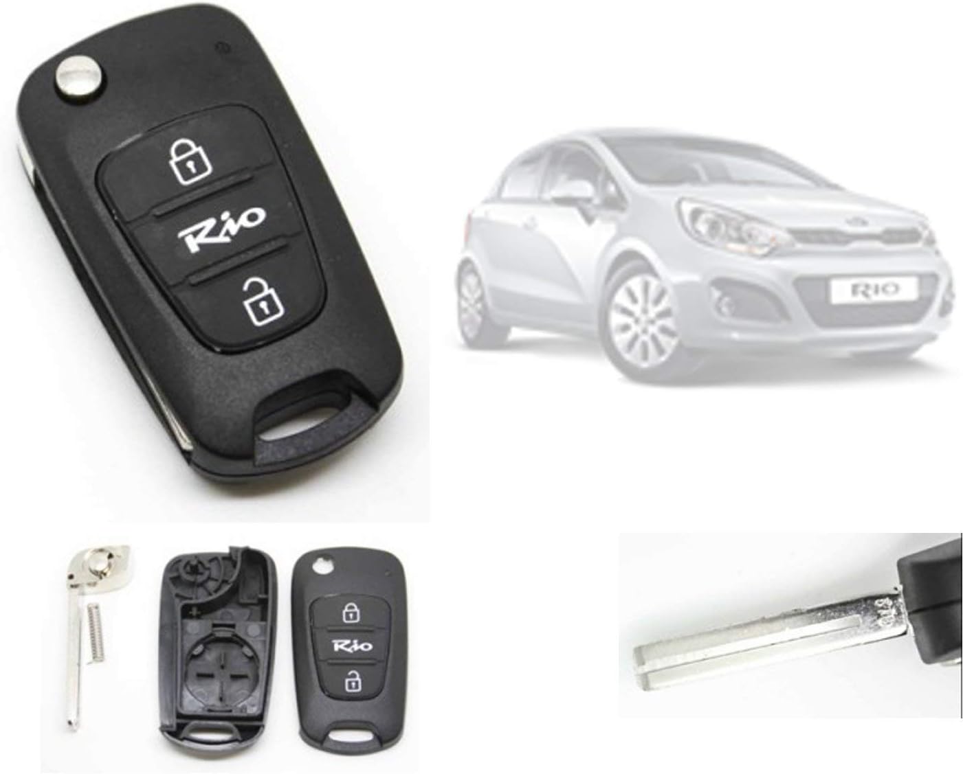 Kia Rio recambio para 2 / Llave a distancia con 3 Botones ...