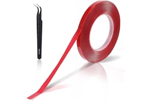 AHQIZFX 32FT Double Sided Tape Nail Tape for Press on Adhesive Strong Sticky Nail Tapes, Waterproof Removable Traceless Clear Mounting Tape for Nail Display Nail Art Nail Salon Supplies with Tweezer, 1 Rolls