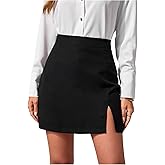 Verdusa Women's Slit Business Casual Skirts High Waisted Mini Bodycon Skirt Elegant Outfits