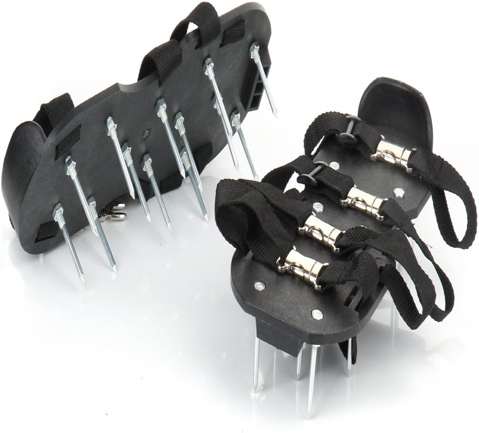 Gracia Garden Lawn Aerator Shoes -The Aluminum Clip Buckles Hold Tight your Foot, Sturdy Steel spikes, 4 Adjustable Straps- Easy to use - For Revitalizing and greener lawn and yard
