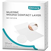 Dimora Silicone Wound Contact Layer, Non-adhering Dressing, Transparent Wound Dressing Pads, 3in x 4in (7.5cm x 10cm), 10 pcs