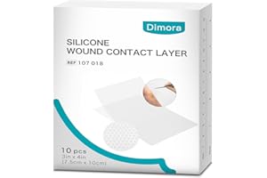 Dimora Silicone Wound Contact Layer, Non-adhering Dressing, Transparent Wound Dressing Pads, 3in x 4in (7.5cm x 10cm), 10 pcs