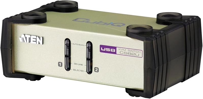 AS ONE Aten CS82U 2-Port PS2 USB KVM Switch Metal Desktop w/ Cables