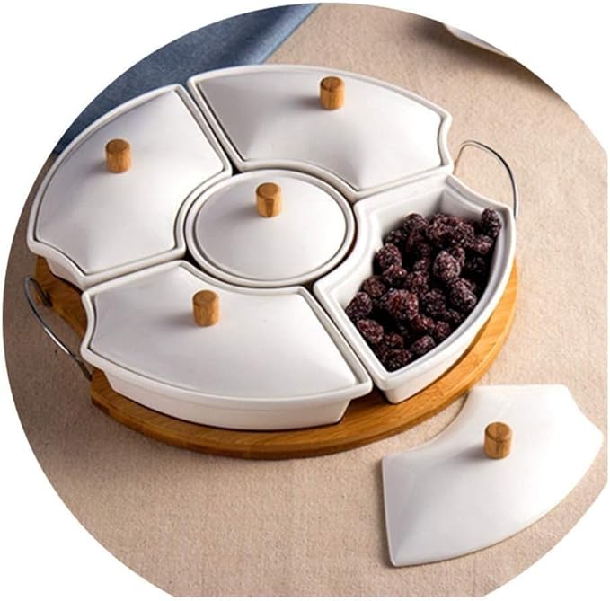 RYYAIYL Fruit Tray，Creative Ceramic Bamboo Dry Fruit