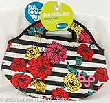 BYO Rambler Neoprene Lunch Bag Floral Black Stripes Flowers