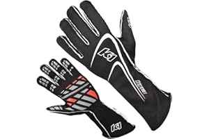 K1 RACEGEAR K1 Race Gear K1 Track 1 Youth Nomex® Auto Racing Gloves - SFI 3.3/5 - Black - 2XS