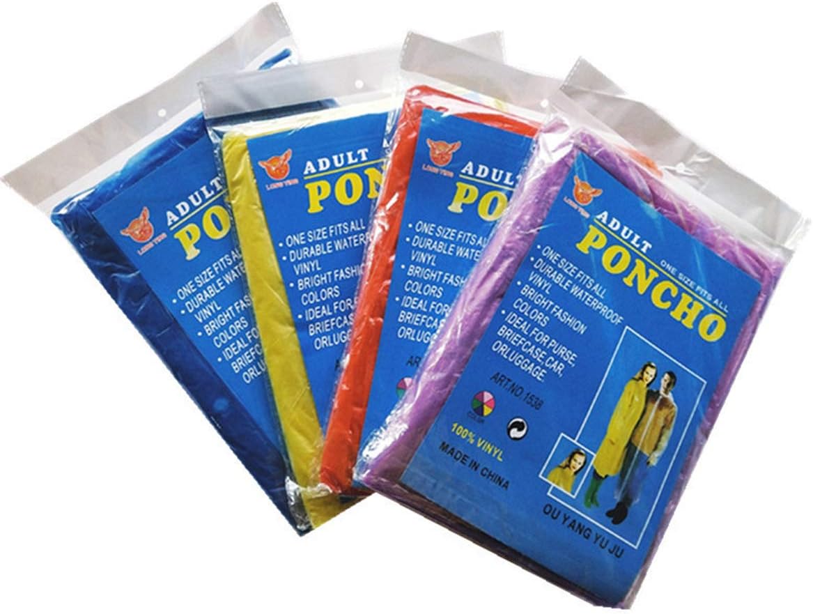 5 Pack Disposable Rain Ponchos for Adults -Thick Emergency Waterproof Rain Poncho with Button for Men Women Plastic Rain Gear for Hiking Travel Concerts Climbing