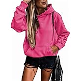 SHEWIN Women's Casual Hoodies Long Sleeve Solid Lightweight Pullover Tops Loose Sweatshirt with Pocket