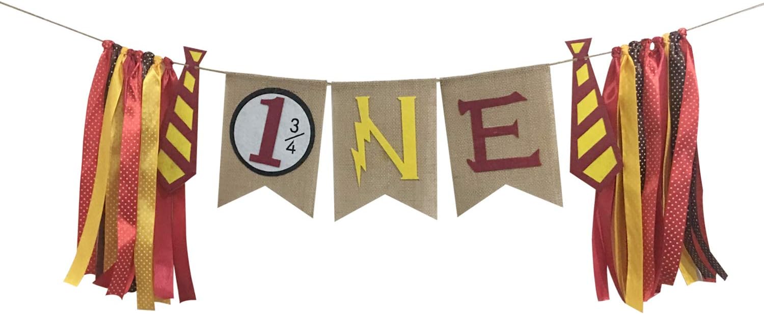 Magical Wizard First Birthday Linen Banner Party Supplise - 1st High Chair Banners for Baby Shower Party Decorations.