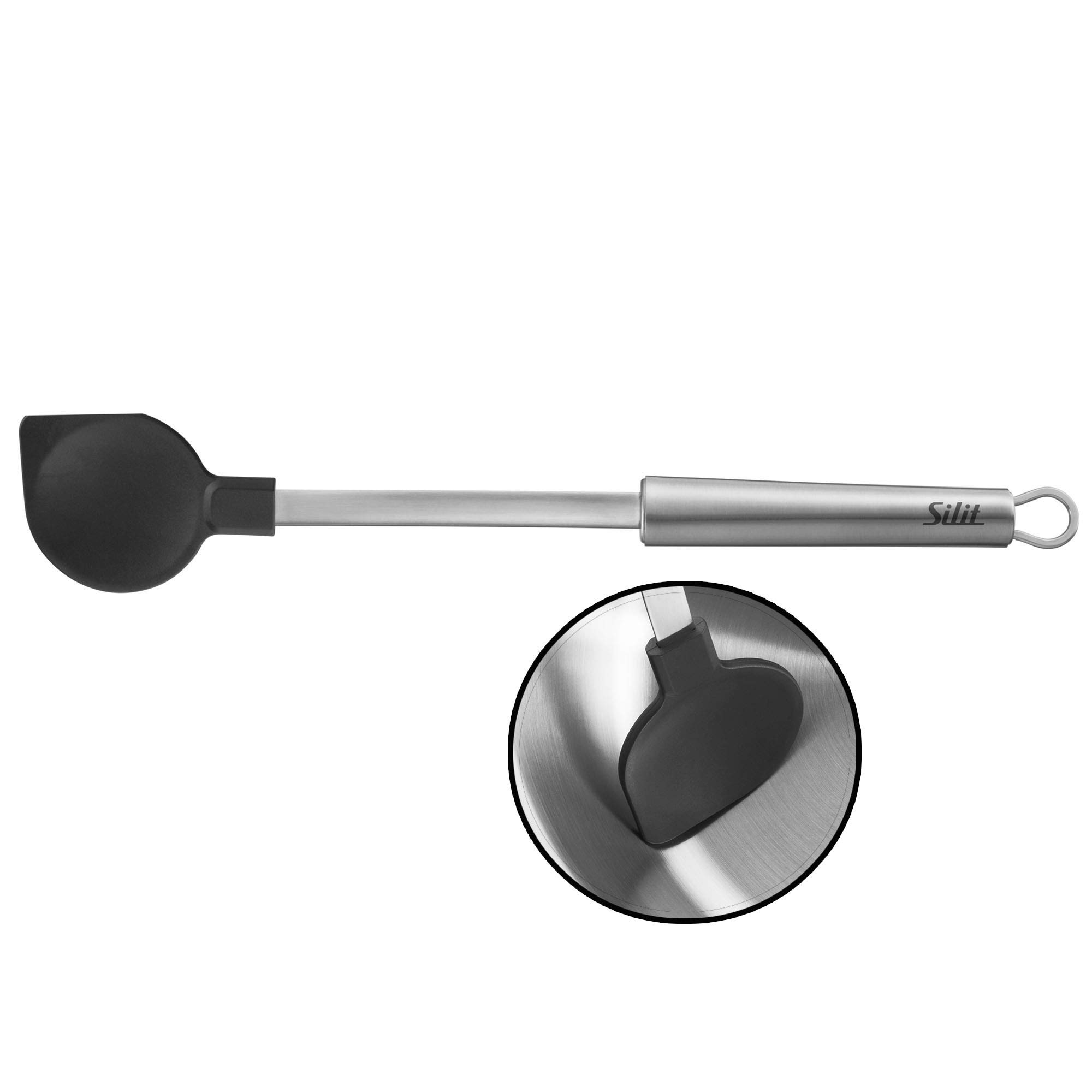 Silit Classic Line Cooking Spoon Plastic Spoon 34 cm Polished Stainless Steel Dough Scraper Kitchen Utensil with Heat Resistant Spoon Dishwasher Safe