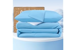 QUTOOL Cooling Comforter King Size, Double-Sided Cooling Blankets for Hot Sleepers and Night Sweats, Silk Smooth Ice Cool Comforter with 2 Pillowcases, Breathable & Lightweight Blue, 104"x90"