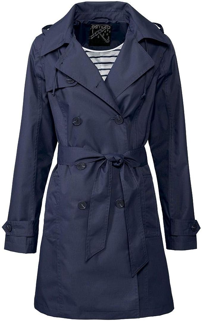 Esmara Damen Regen Trenchcoat Regenmantel Regenjacke Wasserdicht Navy