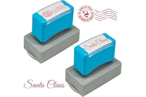 2 Pack North Pole Stamp,Christmas Self-Inking Stamp,Santa Stamp for Card Making,Christmas Gift,and Holiday Mail Envelope Supp