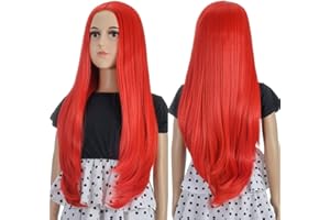 TANTAKO Long Straight Red Wig - Halloween Costume Red Wigs Synthetic Fancy Dress Play Wigs