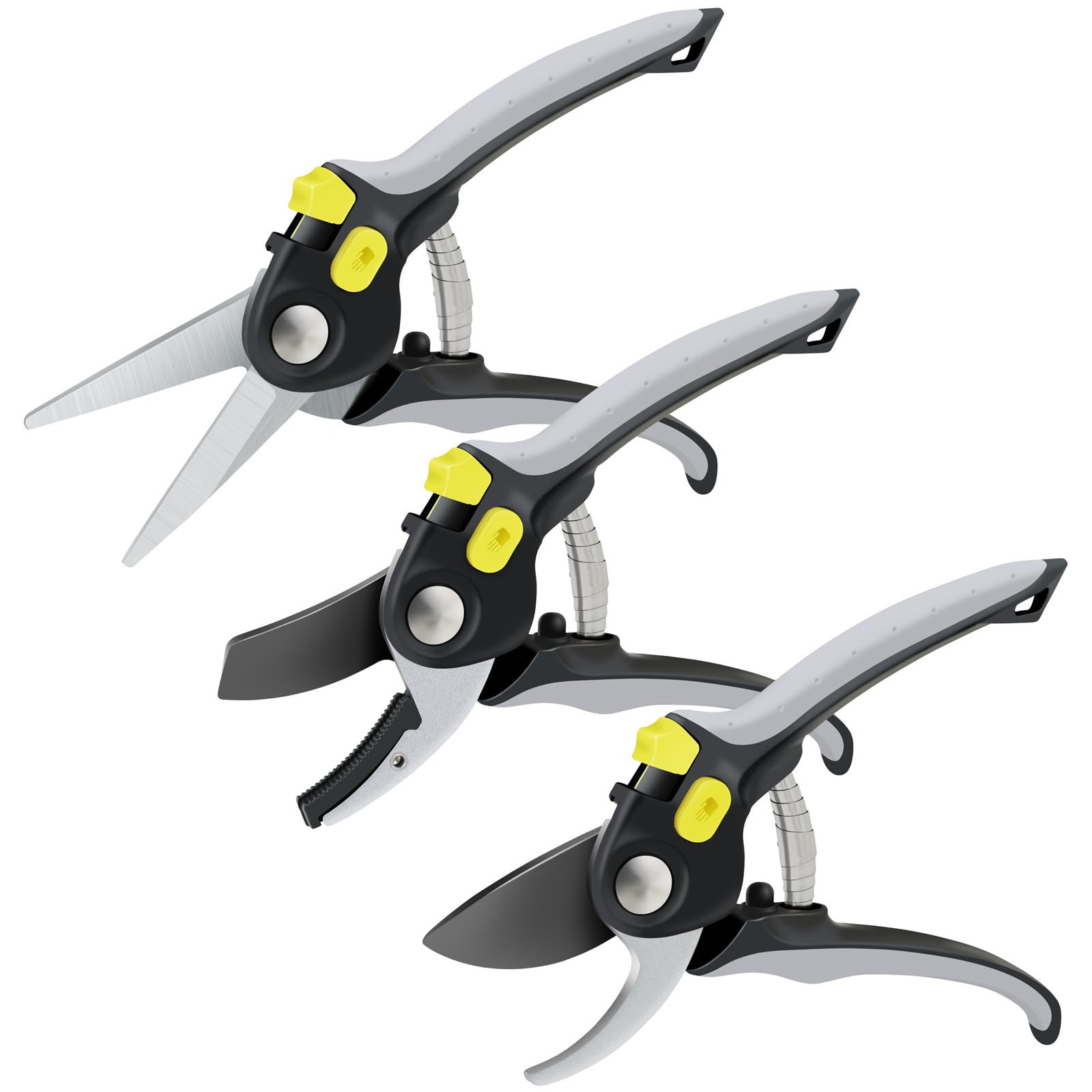 Byhagern 3 Pack Secateurs Pruning Scissors, Gardening Pruning Shears with Stainless Steel Blades, Garden Secateurs, Garden Clippers, Garden Pruners for Trimming Plant, Branch and Cutting Flowers