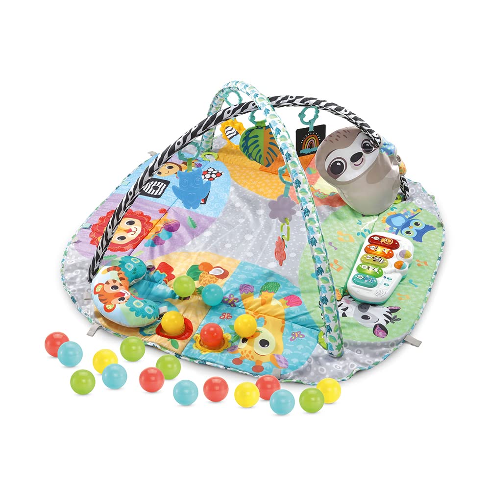VTech - Maxi Tapis d'Éveil Sensoriel 7 en 1, Tapis d'Éveil Évolutif, Piscine à Balles, Jouet d'Activité et de Développement, Xylophone Lumineux, Hochets, Cadeau de Naissance - Contenu en Français