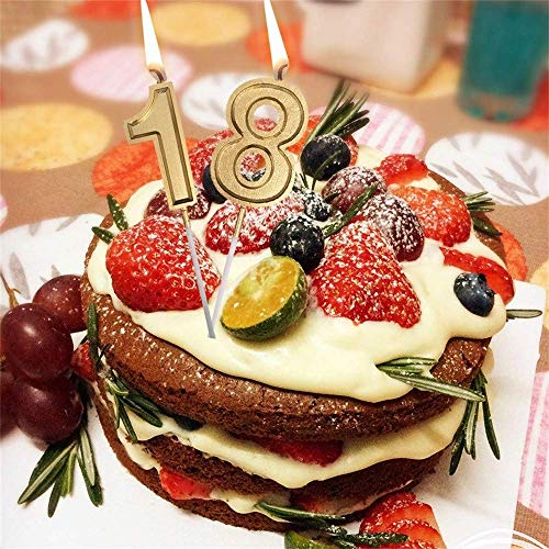 URAQT Birthday Candles Numbers, Gold Glitter Birthday Numeral Candles for Birthdays, Weddings, Reunions, Theme Party, Number 3