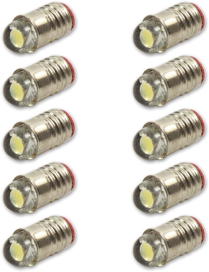 Evemodel E501W 10PCS Bright White LED Screw Bulb E5 E5.5 12V-14V Spur H0/TT/N Scale NEW, 10 Count (Pack of 1)