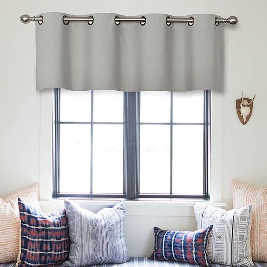 MRTREES Grey Valances Curtains 16 inches Long Curtain
