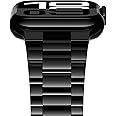 iiteeology Lightweight Stainless Steel Band Designed for Apple Watch Ultra 2 & Ultra, Series 1-10, 46mm, 45mm, 44mm, 42mm, Replacement iWatch Bands for Men & Women,Jet Black