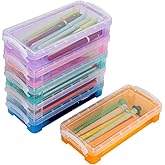 BTSKY 6 Colors Large Capacity Pencil Box with White Buckles, Office Supplies Storage Organizer Box, Brush Painting Pencils Storage Box Watercolor Pen Container Drawing Tools