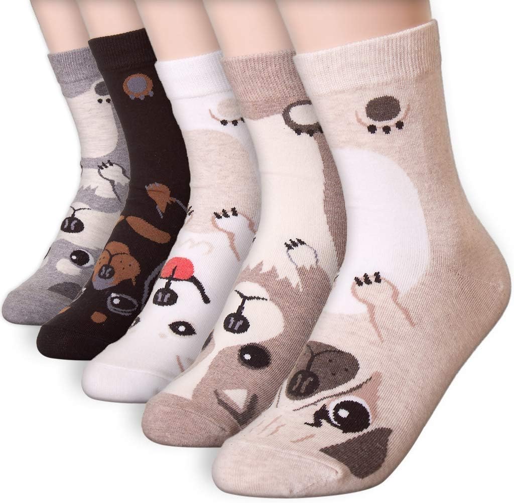 Womens Cat Socks - Crazy Cute Animal Dog Owl Print Crew Novelty Fun Funny Gift