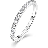 FATACI Stackable Ring，925 Sterling Silver Tarnish Eternity Bands Thin Engagement Promise Rings for Women with Cubic Zirconia Wedding Mother's Day Jewelry