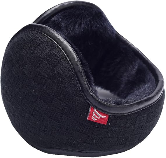 Mens Earmuffs Knit Cashmere Classic Square Foldable Behind the Head