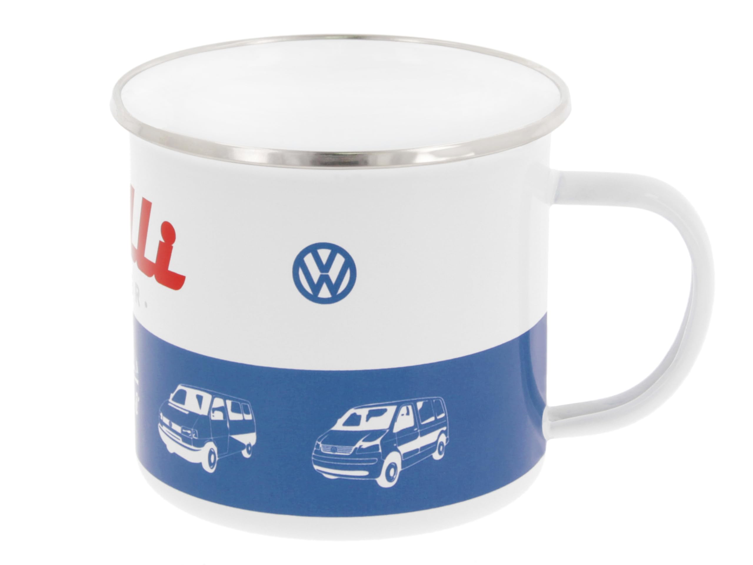 BRISA VW Collection - Volkswagen Large Enamel Coffee-Tea Mug Cup for Camping & Outdoor T1 T2 T3 T4 T5 Bus (500 ml/16.9 fl oz/Bulli Driver/Multicolor)