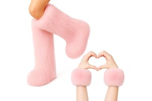 Berlune 2 Pairs Faux Fur Leg Warmers Fuzzy Fur Cuffs Fluffy Wrist Boot Cuffs for Women Girls Halloween Christmas Costume