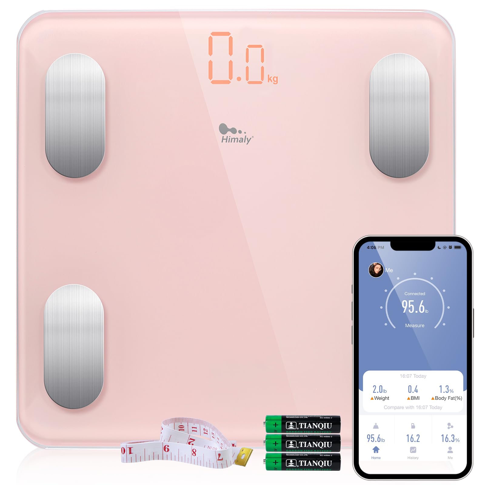 himaly Smart Body Fat Scales, Digital Weight Bathroom Scales Weighing Scale for Body Weight, Analyzer Smart App Body Composition with BMI, Muscle Mass Track for Fitness, Weight Loss